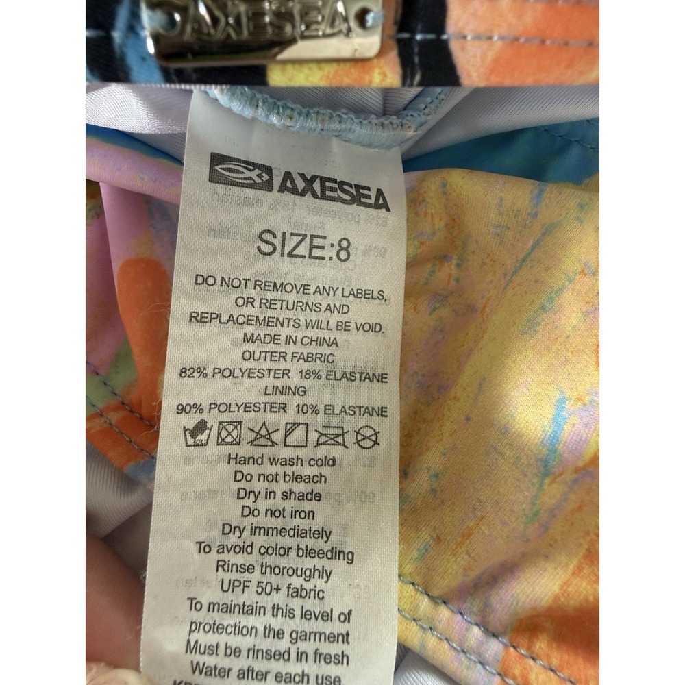 Axesea Swimsuit Womens 8 Rash Guard UPF50+ Long Sleeve One Piece Ruched Zip New - Picture 10 of 10